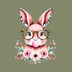 Свитшот хлопковый мужской Розовая зайка с бубльгумом, цвет: авокадо — фото 2