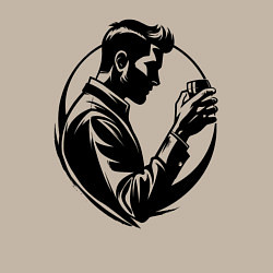 Свитшот хлопковый мужской Бармен со стаканом, цвет: миндальный — фото 2