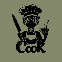 Свитшот хлопковый мужской Повар аниме, цвет: авокадо — фото 2