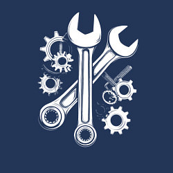 Свитшот хлопковый мужской Рожковые ключи и шестеренки, цвет: тёмно-синий — фото 2