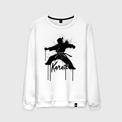 Свитшот хлопковый мужской Каратэ-мастер в стойке, цвет: белый