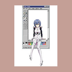 Свитшот хлопковый мужской Аянами Рей в paint окне, цвет: пыльно-розовый — фото 2