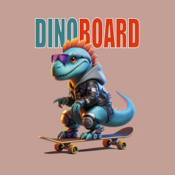 Свитшот хлопковый мужской Cyber Dino is a cool skateboarder, цвет: пыльно-розовый — фото 2