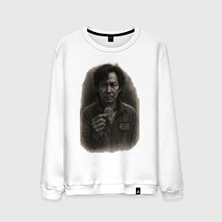 Мужской свитшот Игрок 456 держит свой жетон - Игра в кальмара