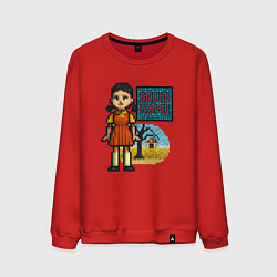 Мужской свитшот Пиксельная кукла - Игра в кальмара