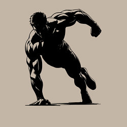 Свитшот хлопковый мужской Отжимание на одной руке, цвет: миндальный — фото 2