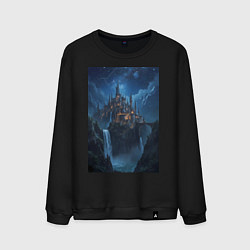 Свитшот хлопковый мужской Замок Хогвартс под звездным небом, цвет: черный