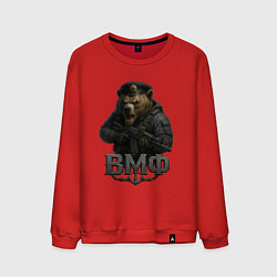 Свитшот хлопковый мужской ВМФ медведь пехотинец, цвет: красный