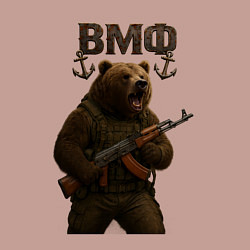 Свитшот хлопковый мужской ВМФ медведь с автоматом, цвет: пыльно-розовый — фото 2