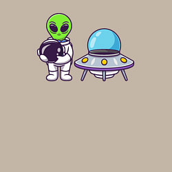 Свитшот хлопковый мужской Инопланетянин космонавт, цвет: миндальный — фото 2