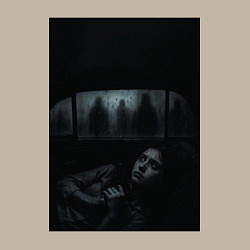 Свитшот хлопковый мужской Девушка прячется в машине ужасы триллер, цвет: миндальный — фото 2