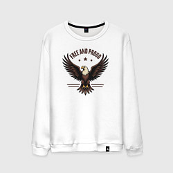 Свитшот хлопковый мужской Свободный и гордый орёл, цвет: белый
