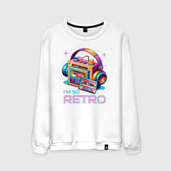 Свитшот хлопковый мужской Кассетный плеер, цвет: белый
