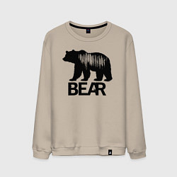 Свитшот хлопковый мужской Черный медведь с полосами, цвет: миндальный