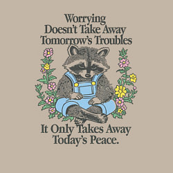 Свитшот хлопковый мужской Спокойный Енот, цвет: миндальный — фото 2