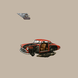 Свитшот хлопковый мужской Летающая машина, ретрофутуризм, цвет: миндальный — фото 2