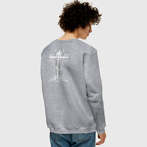 Мужской свитшот Сохранит душу твою Господь белый узор / Меланж – фото 4