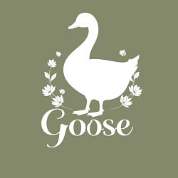 Свитшот хлопковый мужской Гусь в цветах, цвет: авокадо — фото 2