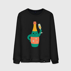 Свитшот хлопковый мужской Бутылка шампанского, цвет: черный