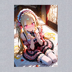 Свитшот хлопковый мужской Смущение цундере-лоли, цвет: меланж — фото 2