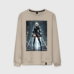 Свитшот хлопковый мужской 2B исследует заброшенные улицы, цвет: миндальный