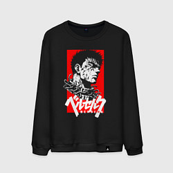 Свитшот хлопковый мужской Берсерк на красном, цвет: черный