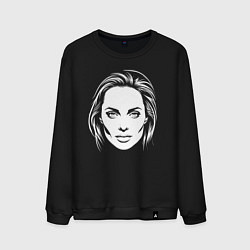 Свитшот хлопковый мужской Анджелина Джоли лицо, цвет: черный