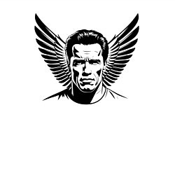 Свитшот хлопковый мужской Портрет Арнольд Шварценеггер с крыльями, цвет: белый — фото 2