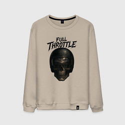 Свитшот хлопковый мужской Full throttle Череп мотоциклиста, цвет: миндальный