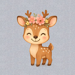 Свитшот хлопковый мужской Милый олененок с венком, цвет: меланж — фото 2