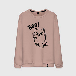 Свитшот хлопковый мужской Сердитый котик призрак, цвет: пыльно-розовый