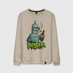 Свитшот хлопковый мужской Bender with beer, цвет: миндальный