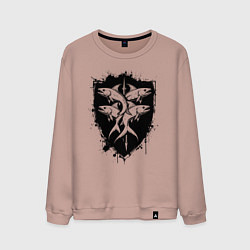 Свитшот хлопковый мужской Четыре рыбы на щите, цвет: пыльно-розовый