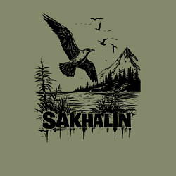 Свитшот хлопковый мужской Сахалинский пейзаж, цвет: авокадо — фото 2