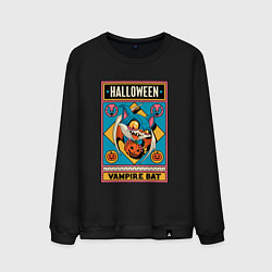 Свитшот хлопковый мужской Halloween vampire bat, цвет: черный