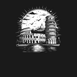 Свитшот хлопковый мужской Падающая башня и колизей, цвет: черный — фото 2