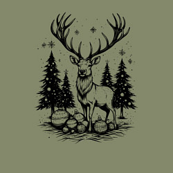 Свитшот хлопковый мужской Олень в новогоднем лесу, цвет: авокадо — фото 2