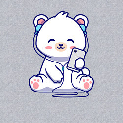 Свитшот хлопковый мужской Music white bear, цвет: меланж — фото 2