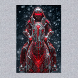 Свитшот хлопковый мужской Зимний киберпанк: красный конь и рыцарь, цвет: меланж — фото 2