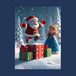 Свитшот хлопковый мужской Дед Морозио и Принцесса Снегурочка: c подарками в, цвет: тёмно-синий — фото 2