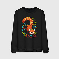 Свитшот хлопковый мужской Танцующая красная панда, цвет: черный