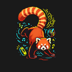 Свитшот хлопковый мужской Танцующая красная панда, цвет: черный — фото 2