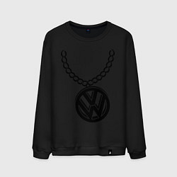 Свитшот хлопковый мужской VW медальон, цвет: черный
