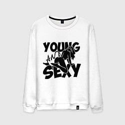 Свитшот хлопковый мужской Young & Sexy, цвет: белый