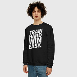 Свитшот хлопковый мужской Train hard win easy, цвет: черный — фото 2