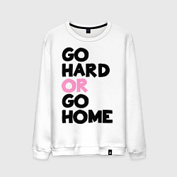 Свитшот хлопковый мужской Go hard or go home, цвет: белый