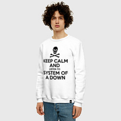 Свитшот хлопковый мужской Keep Calm & System Of A Down , цвет: белый — фото 2