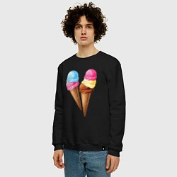 Свитшот хлопковый мужской Мороженое, цвет: черный — фото 2