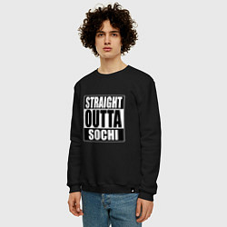 Свитшот хлопковый мужской Straight Outta Sochi, цвет: черный — фото 2