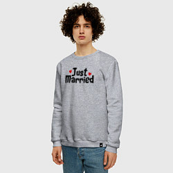 Свитшот хлопковый мужской Just Married - Молодожены, цвет: меланж — фото 2